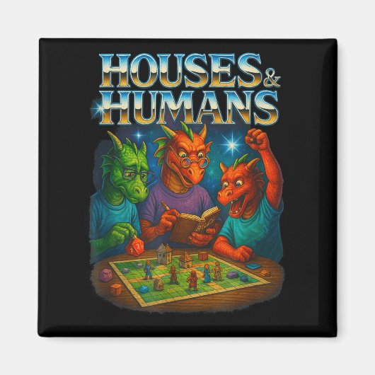 Aimant Houses And Humans Funny Gaming Rpg Gamers Men Wome (Devant)