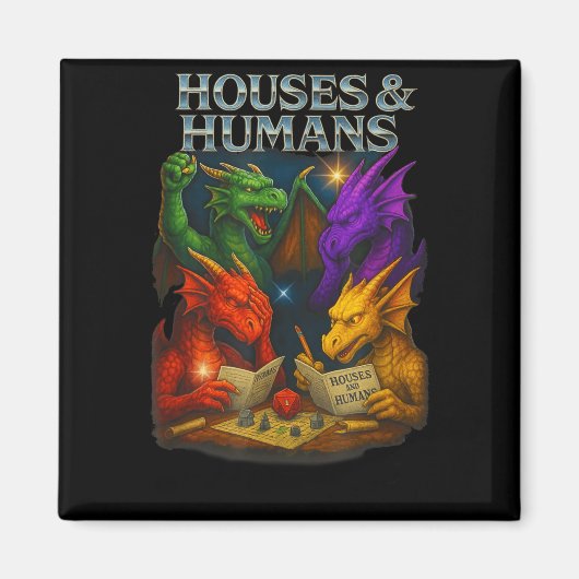 Aimant Houses And Humans Funny Novelty Rpg Gamers Men Wom (Devant)