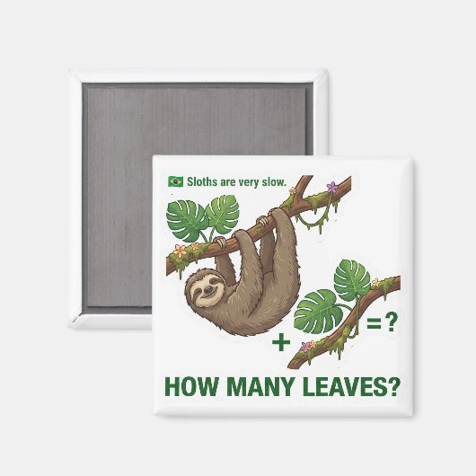 Aimant How Many Leaves? Sloth Brazil Math Game (Recto/Verso)