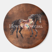 Aimant Howdy Cowgirl Horse Floral Saddle (Devant)