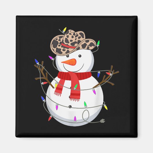 Aimant Howdy Snowman Funny Cowboy Hat Western Christmas 2 (Devant)