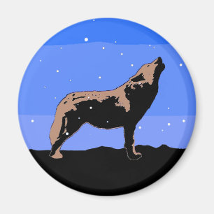 Aimant Howling Wolf en hiver - Art faunique original