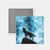 Aimant Howling Wolf Hiver neige bleue fumée Abstraite (Recto/Verso)