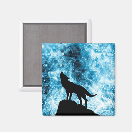 Aimant Howling Wolf Hiver neige bleue fumée Abstraite (Recto/Verso)