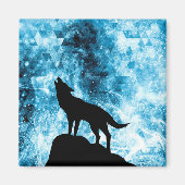 Aimant Howling Wolf Hiver neige bleue fumée Abstraite (Devant)