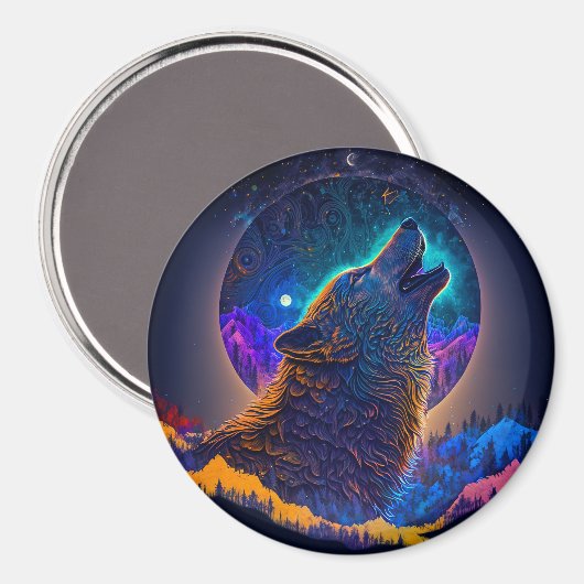 Aimant Howling Wolf Surreal Imaginaire (Recto/Verso)