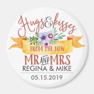 Aimant Hugs and Kisses from The New Mr and Mrs Floral