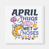 Aimant Hugs d'avril et nez mouillé - Cute chien et chat a (Devant)