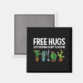 Aimant Hugs Just Kidding Don't Touch Me Funny Cactus Joke (Recto/Verso)