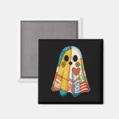 Aimant Hugvyn Halloween Patchwork Ghost Éffrayant Quilt G (Recto/Verso)