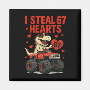 Aimant Hugvyn Je vole 67 cœurs Saint-Valentin dinosaure m