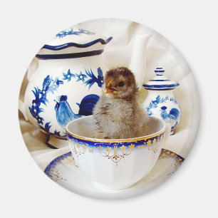 Aimant Huile Paint Effet Chick et Tea Cup en Studio