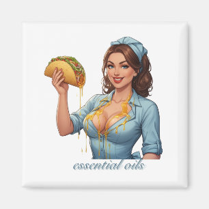 Aimant Huiles Essentielles Illustration Drôle de Taco F