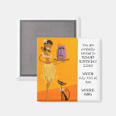 Aimant Hula fille et chat 2 (Recto/Verso)