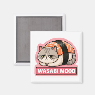 Aimant Humeur Wasabi Drôle Chat Grincheux Mème Sushi