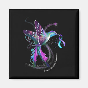 Aimant Hummingbird Purple Blue Ribbon Prévention du suici