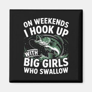 Aimant Humour de pêche du week-end pêcheur - se brancher 