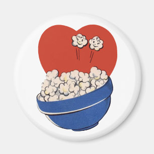 Aimant Humour Mignon Rétro, Bol de Popcorn pour le Cinéma