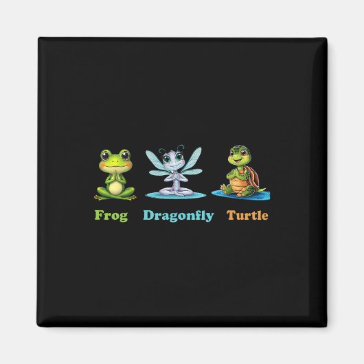 Aimant Humour politique subtil Grenouille libellule Yoga (Devant)