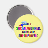 Aimant Humour Superhero travailleur social (Recto/Verso)