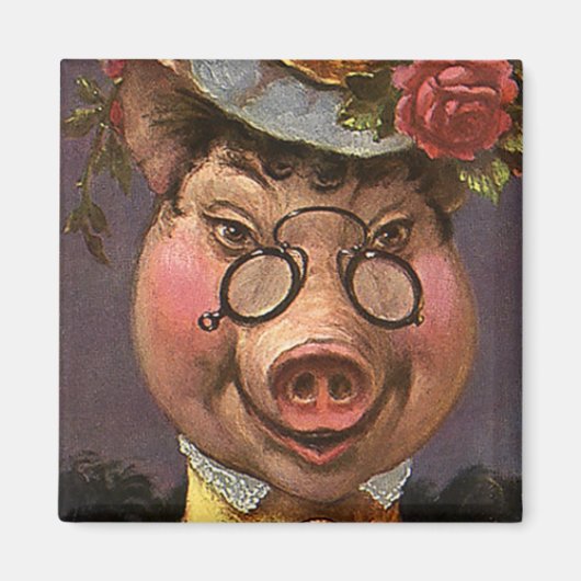 Aimant Humour vintage, Silly et Funny Vierge Cochon (Devant)