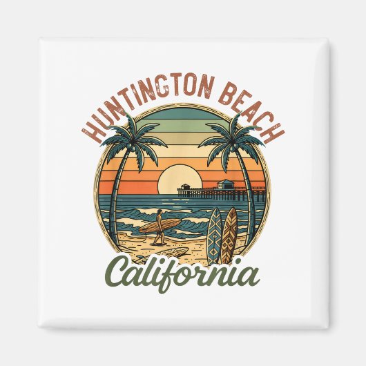 Aimant Huntington Beach California Los Angeles Surfer Vin (Devant)