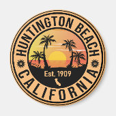 Aimant Huntington Beach California Retro Sunset Souvenirs (Devant)