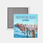 Aimant Huntington Beach Pier Californie Vintage (Recto/Verso)