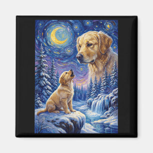 Aimant Hurlement à la lune mème animal chien doré