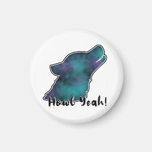 Aimant Hurlement Yeah ! Tête de loup silhouette Galaxie d