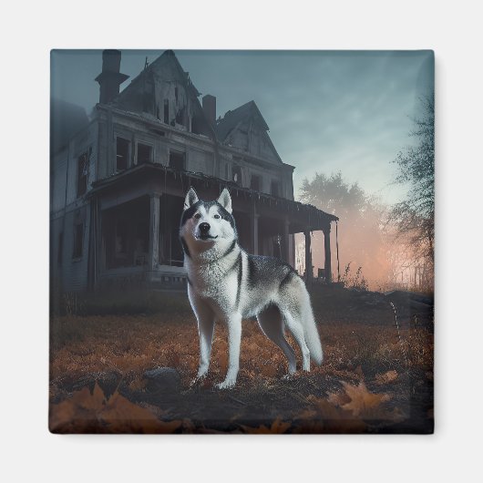 Aimant Husky sibérien Halloween Épouvantable (Devant)