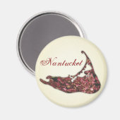 Aimant Hydrangea Carte de l'île de Nantucket, Massachuset (Recto/Verso)