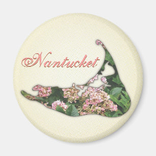 Aimant Hydrangea Carte de l'île de Nantucket, Massachuset