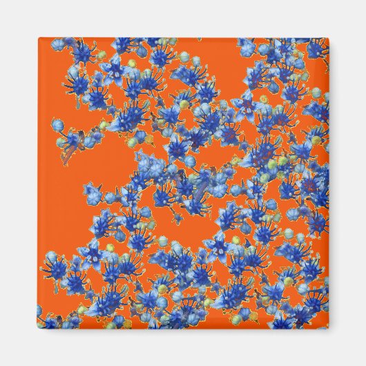 Aimant hydrangea orange et bleu (Devant)