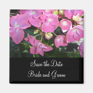 Aimant Hydrangea Rose Chaud - Enregistrez la Date