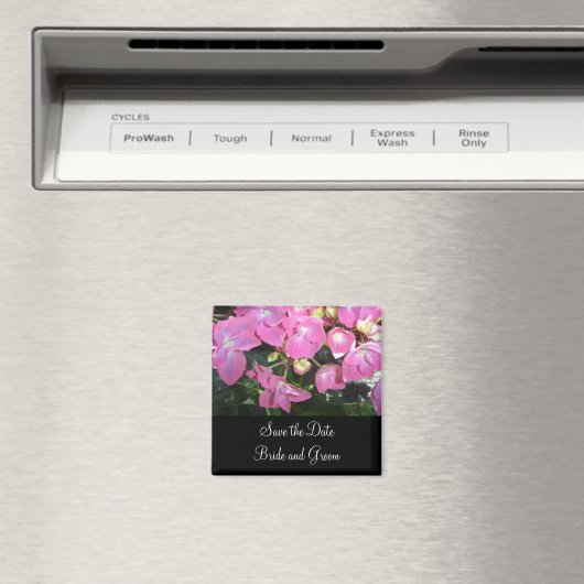 Aimant Hydrangée rose chaud - Enregistrer la date (In Situ (Lave-vaisselle))