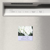 Aimant Hydrangées blanches avec bordure bleu doux (In Situ (Lave-vaisselle))