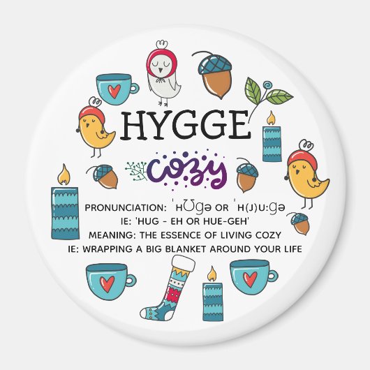 Aimant HYGGE - signification et prononciation mignon dood (Devant)