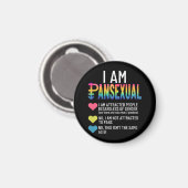 Aimant I Am Pansexual - LGBTQIA Pride Coeurs Arc En Ciel  (Recto/Verso)