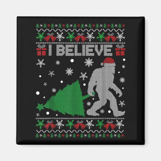 Aimant I Believe Big Foot Sasquatch Christmas  (Devant)