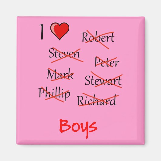 Aimant 'I ♥ Boys' (Devant)