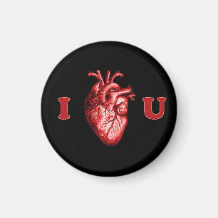 Aimant I coeur vous coeur anatomique - noir et rouge