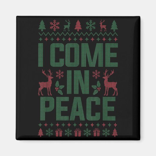 Aimant I Come In Peace Couple Matching Ugly Christmas Swe (Devant)
