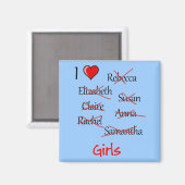 Aimant 'I ♥ Girls' (Recto/Verso)