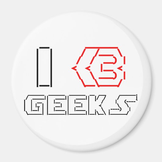Aimant I Heart Geek ASCII ART (Devant)