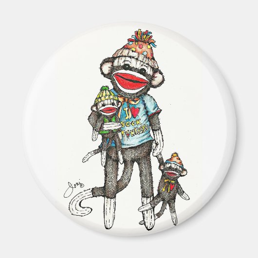 Aimant I Heart Sock Monkeys (Devant)