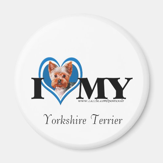 Aimant I Heart Yorkshire Terrier-Blue-Magnet (Devant)