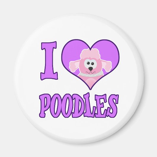 Aimant i I Love poodles (Devant)