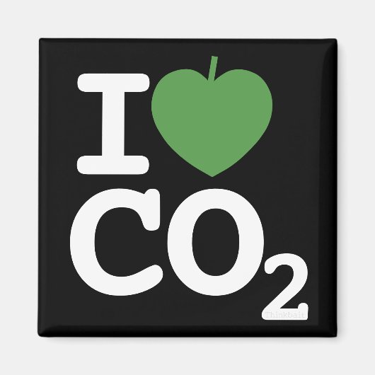 Aimant I Leaf CO2 - J'aime Carbon Dioxyde noir réfrigérat (Devant)