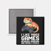Aimant I Like Video Games Bearded Dragon Gamer Introvert (Recto/Verso)
